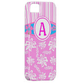 モノグラムピンクヒビシスとサーフボードiPhone 5ケース Case-Mate iPhoneケース (裏面/右)