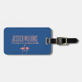 モノグラムピンクフラミンゴイラストレーション ラゲッジタグ (正面横)