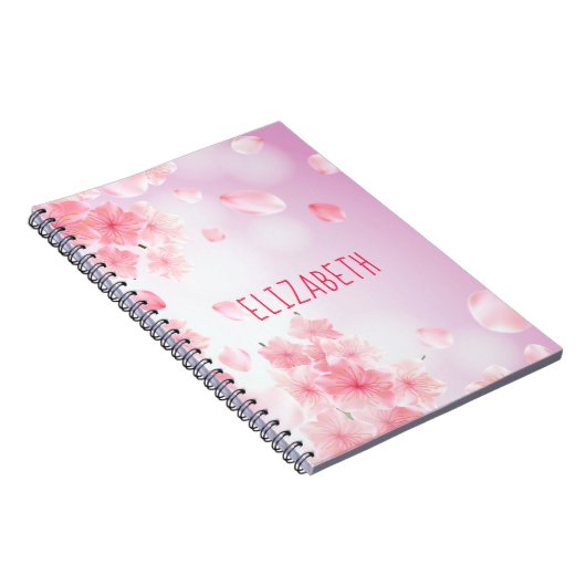 モノグラムピンクフローラフェミニンジャーナルノートブック ノートブック (右側)