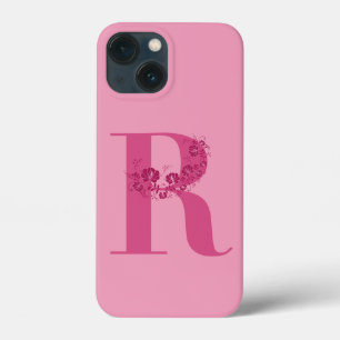 モノグラムピンクフローラレターR iPhoneケース iPhone 13 Miniケース
