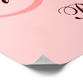 モノグラムピンクブラウンウェディングレセプションサイン ポスター (角)