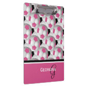 モノグラムピンクブラックサッカーボールパターン クリップボード (右)