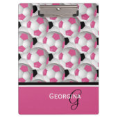 モノグラムピンクブラックサッカーボールパターン クリップボード (正面)