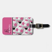 モノグラムピンクブラックサッカーボールパターン ラゲッジタグ (正面横)