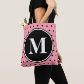 モノグラムピンクブラック水玉模様 トートバッグ (クローズアップ)