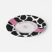 モノグラムピンクブラック牛のプリント名 ペーパープレート (アングル)