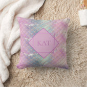 モノグラムピンクブルーシルバーグリッターマーメイドはかりで測 クッション (ブランケット)