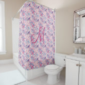 モノグラムピンクブルーバードフローラトイレチノワセリー シャワーカーテン (インサイチュ)