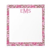 モノグラムピンクブロックプリント、フローラ ノートパッド (正面)