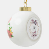 モノグラムピンクホワイトマグノリアス鳥金ゴールド枠Cera セラミックボールオーナメント (左)