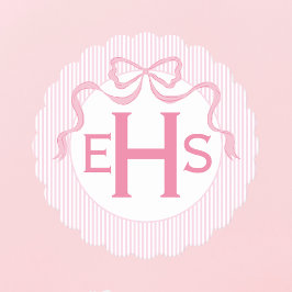 モノグラムピンクボウ、カスタムリボン ペーパーコースター