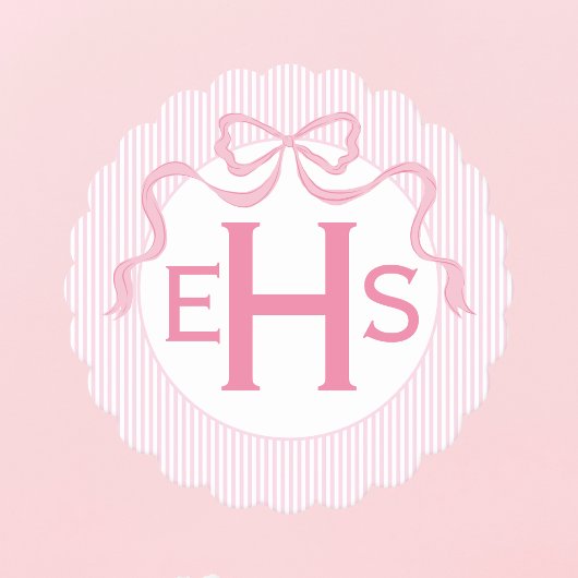 モノグラムピンクボウ、カスタムリボン ペーパーコースター