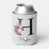 モノグラムピンクボホガーリーフローライニシャルH 缶クーラー (缶正面)