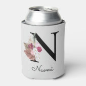 モノグラムピンクボホガーリーフローライニシャルN 缶クーラー (缶正面)