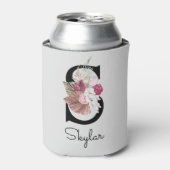 モノグラムピンクボホガーリーフローライニシャルS 缶クーラー (缶正面)
