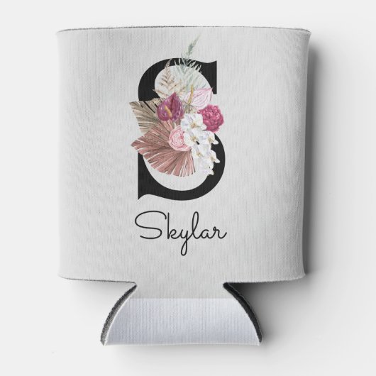 モノグラムピンクボホガーリーフローライニシャルS 缶クーラー (正面)