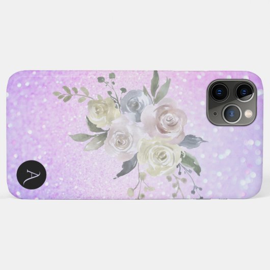 *~*モノグラムピンクマゼンタフローラグラデーショングリッター Case-Mate iPhoneケース (裏面(横))