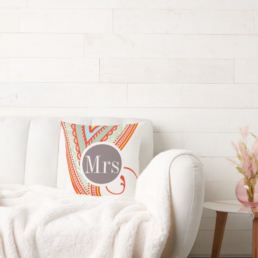 モノグラムピンクミントチューペモダンパターン枕 クッション (ソファ)