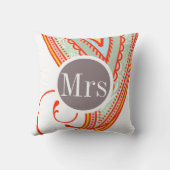 モノグラムピンクミントチューペモダンパターン枕 クッション (裏面)