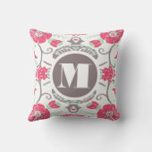 モノグラムピンクミントチューペモダンフローラ枕 クッション (裏面)