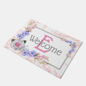 モノグラムピンクローズブーケウェルカム ドアマット (アングル)