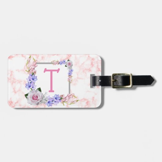 モノグラムピンクローズマーブル ラゲッジタグ (正面横)