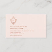 モノグラムピンクローズ金ゴールドクレストイニシャル エレガント 名刺 (裏面)