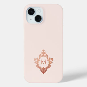 モノグラムピンクローズ金ゴールドクレストヴィンテージ iPhone 15ケース