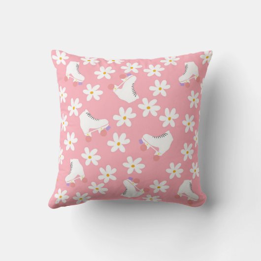 モノグラムピンクローラースケートのローラースケーターの贈り物 クッション (裏面)