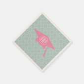 モノグラムピンク卒業ハット+クローバー スタンダードカクテルナプキン (角)