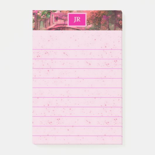 モノグラムピンク抽象芸術フォレストワールド ポストイット (正面)