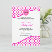 モノグラムピンク水玉模様パタ結婚ーン 招待状 (スタンド正面)