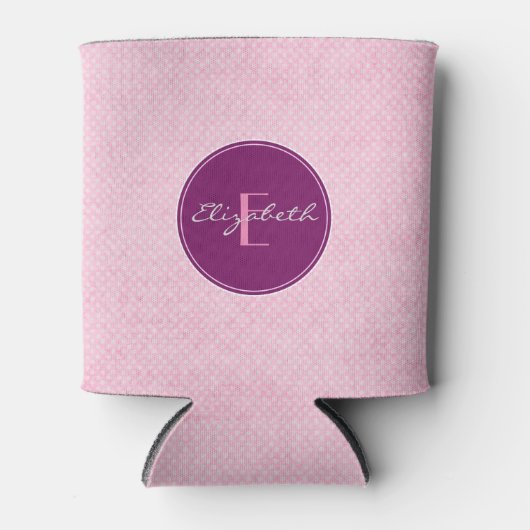 モノグラムピンク水玉模様 缶クーラー (正面)