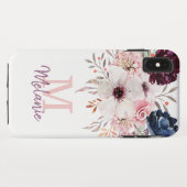 モノグラムピンク水色フローラiPhone XS Maxケース Case-Mate iPhoneケース (裏面(横))