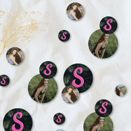 モノグラムピンク熱帯バルミツワー写真紙吹雪 コンフェッティ