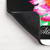 モノグラムピンク牡丹オンブラック/ホワイトマウスパッド マウスパッド (コーナー)