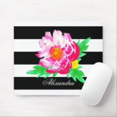 モノグラムピンク牡丹オンブラック/ホワイトマウスパッド マウスパッド (マウス)