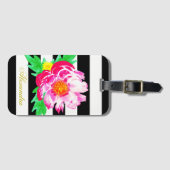 モノグラムピンク牡丹ブラック&ホワイトラゲッジタグ ラゲッジタグ (正面横)