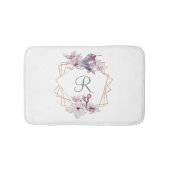 モノグラムピンク白マグノリアス鳥金ゴールド枠 バスマット (正面)
