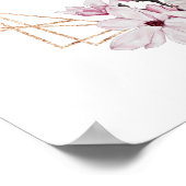 モノグラムピンク白マグノリアス鳥金ゴールド枠 ポスター (角)