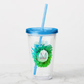 モノグラムピンク緑のクリスマスリースを追加 アクリルタンブラー (裏面)