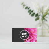 モノグラムピンク花花屋ウェディングプランナー灰色 名刺 (スタンド正面)