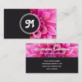 モノグラムピンク花花屋ウェディングプランナー灰色 名刺 (正面/裏面)