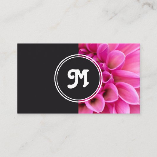 モノグラムピンク花花屋ウェディングプランナー灰色 名刺 (正面)