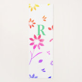 モノグラムピンク薄紫黄色ティール(緑がかった色)フローラ水色 ヨガマット (裏面)