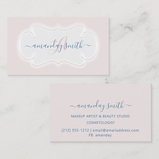 モノグラムピンク赤面ブロガーのインフルエンサーベビー 名刺 (正面/裏面)