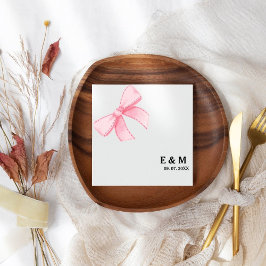 モノグラムピンク赤面ボウホ結婚ズ スタンダードカクテルナプキン