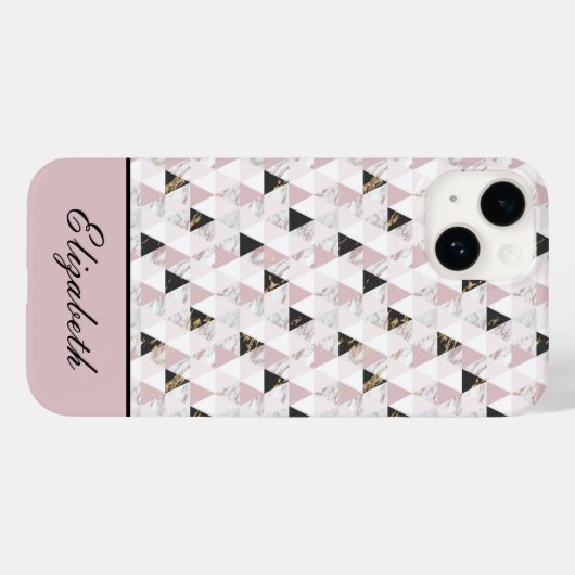 モノグラムピンク金ゴールド白黒大理石幾何学模様 Case-Mate iPhoneケース (裏面 (横))