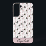 モノグラムピンク金ゴールド白黒大理石幾何学模様 SAMSUNG GALAXY S22 ケース<br><div class="desc">モノグラムこのピンク、金ゴールド、白と黒の幾何学的なデザインの電話ケースあなたの名前またはイニシャル。</div>