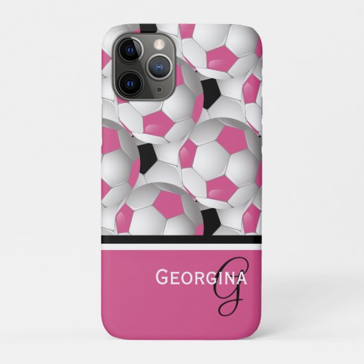 モノグラムピンク黒のサッカーボールパターン Case-Mate iPhoneケース (裏)
